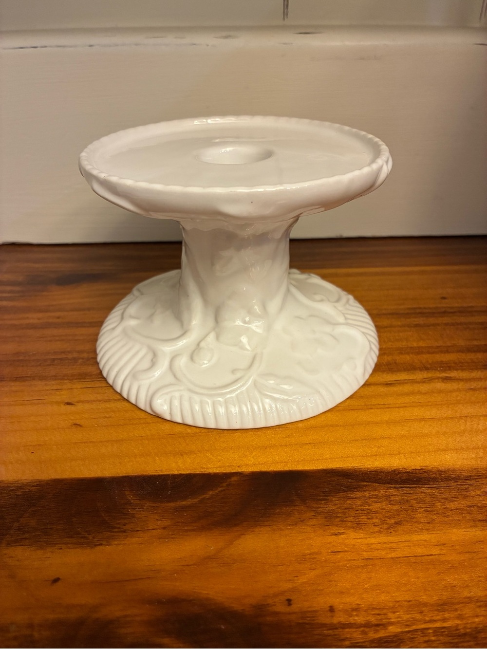 Vintage Bordallo Pinheiro WhiteCeramic Candle Holder Pillar Candlestick Portugal
